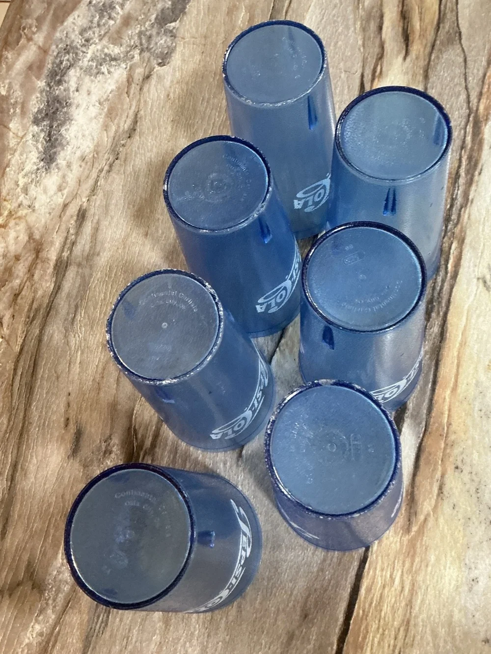 Set of 7 Vintage Pepsi-Cola Blue Restaurant Tumblers 20 oz Retro Diner Cups